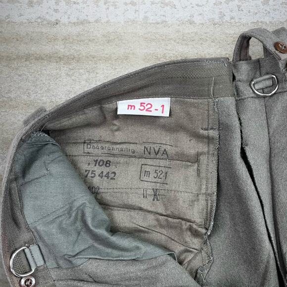 True Vintage 60s East German Dress Pants 38x28 Baggy Green Military Heavy Wool - Picture 5 of 5
